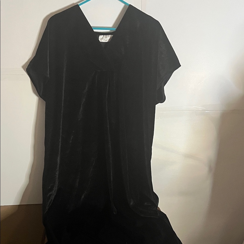 😄Vintage Vanity Fair one size black house dress maxi